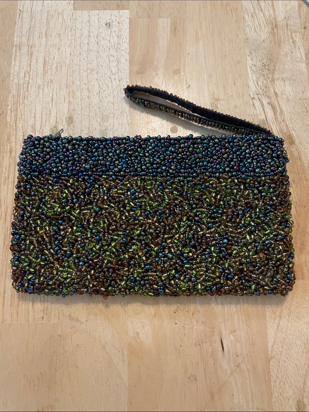 Beaded Multicolor Wristlet Clutch - Women's Evening Bag